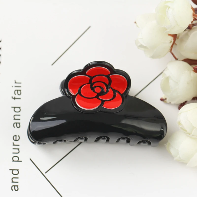 

2020 New High Quality Carving Rose Flower Luxury Acrylic Hair Claw Clamp Crab Hair Clip For Women Girls Elegant Hair Ornament