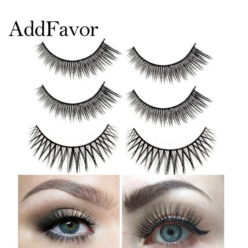 AddFavor False Eyelash Thick Cross Long Volume Eye Lashes Kit 3D Makeup Eyelashes for Extensions Make up Tools maquiagem 6 Pairs | Красота и