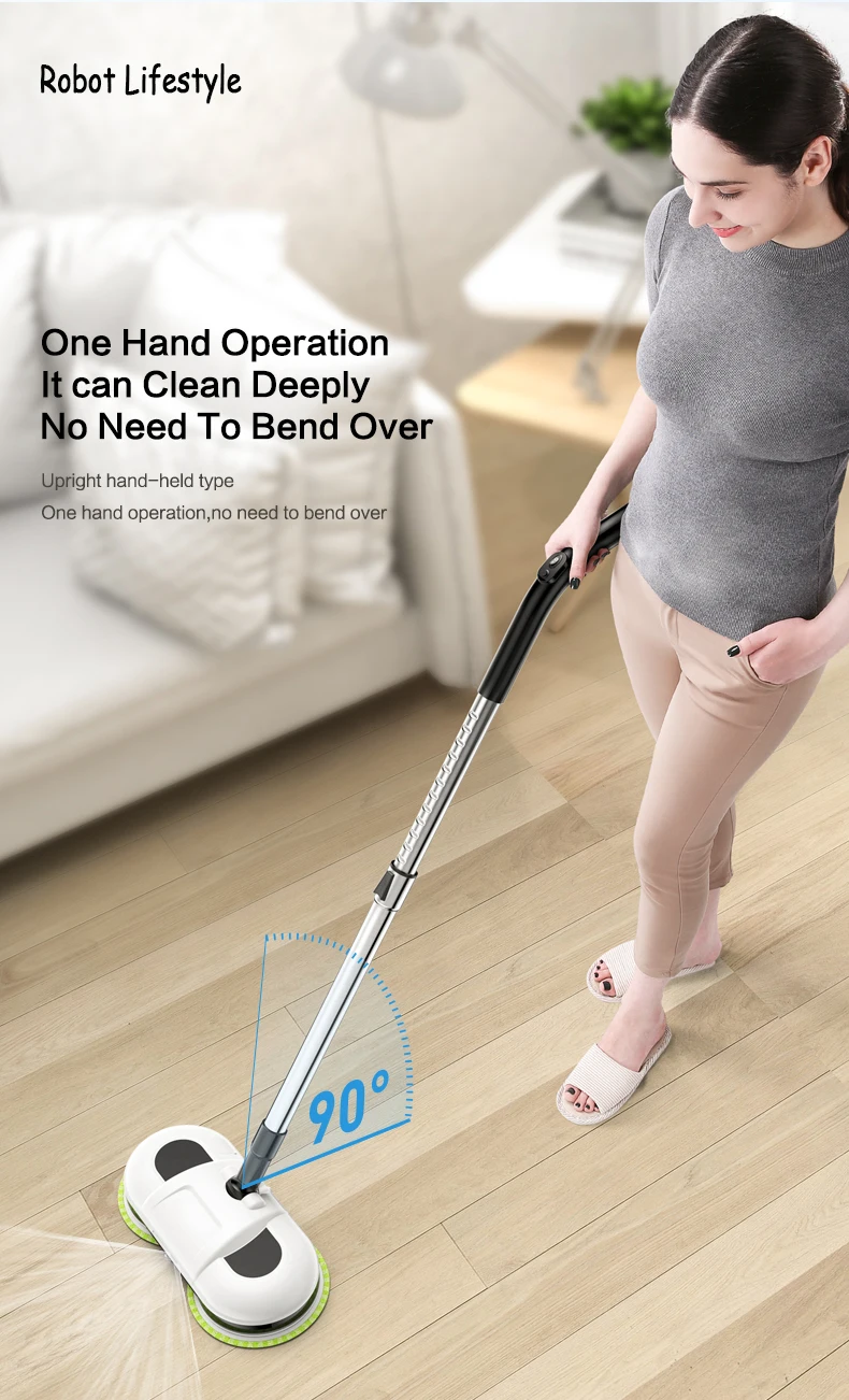 F528A Handheld Corless Electric Floor Mop Water Spay Mop Wiper Washer Floor Waxer LED Light