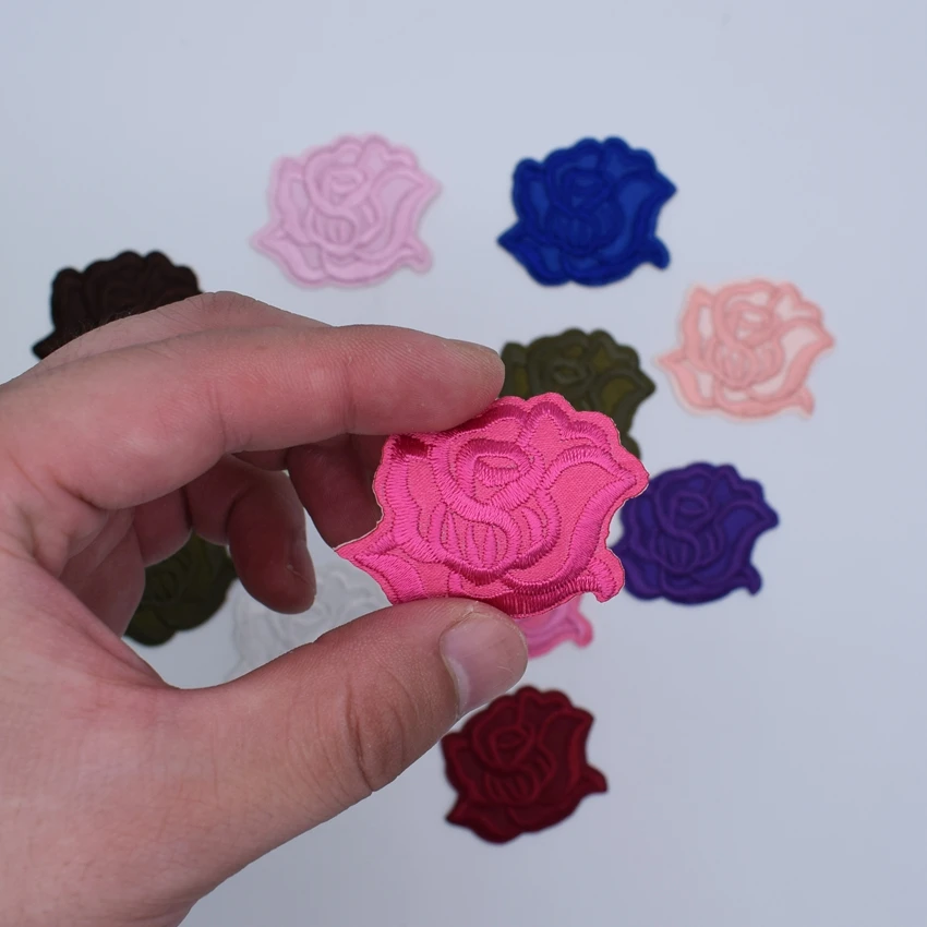 10 шт Красочные смешанные нашивки в виде цветков розы для одежды утюжок на патчи
