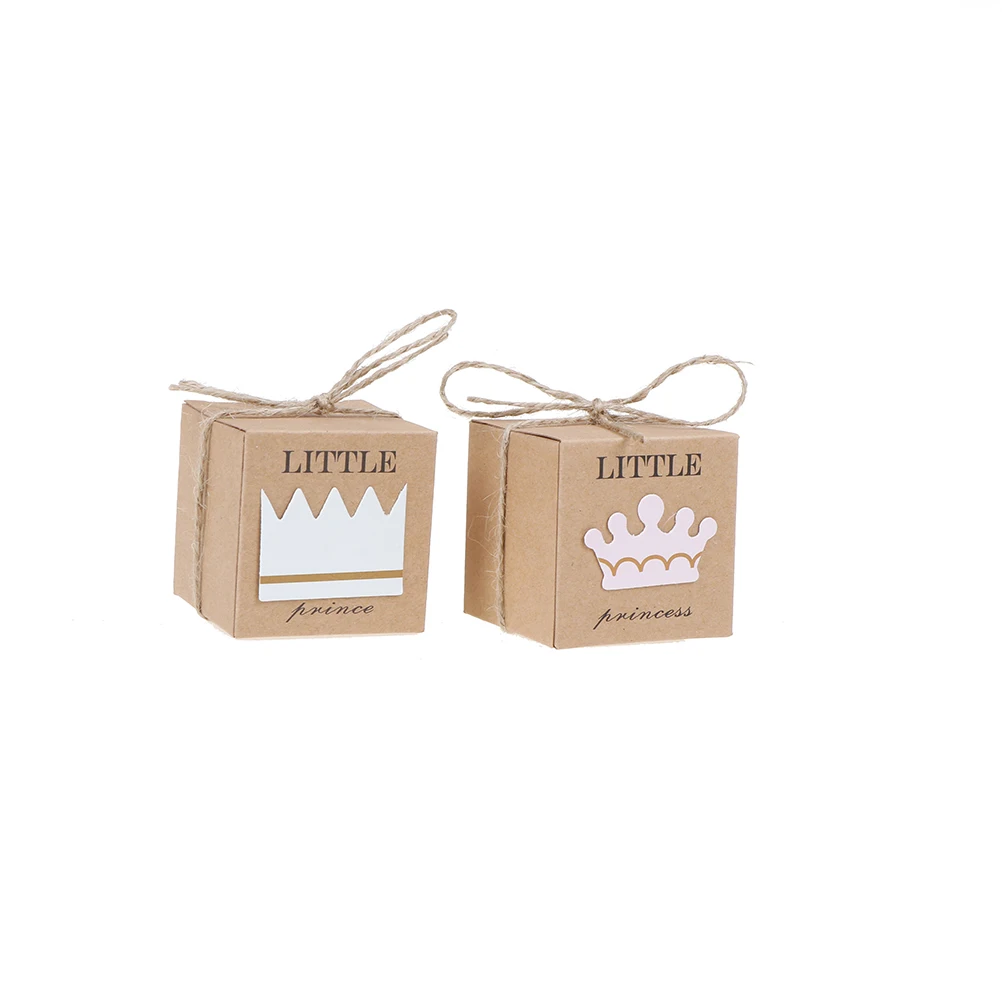 10pcs/lot Wedding Favors Supplies Gift box Little Prince Princess Candy Box Crown Twine Kids Baby Shower Party chocolate boxes | Дом и сад