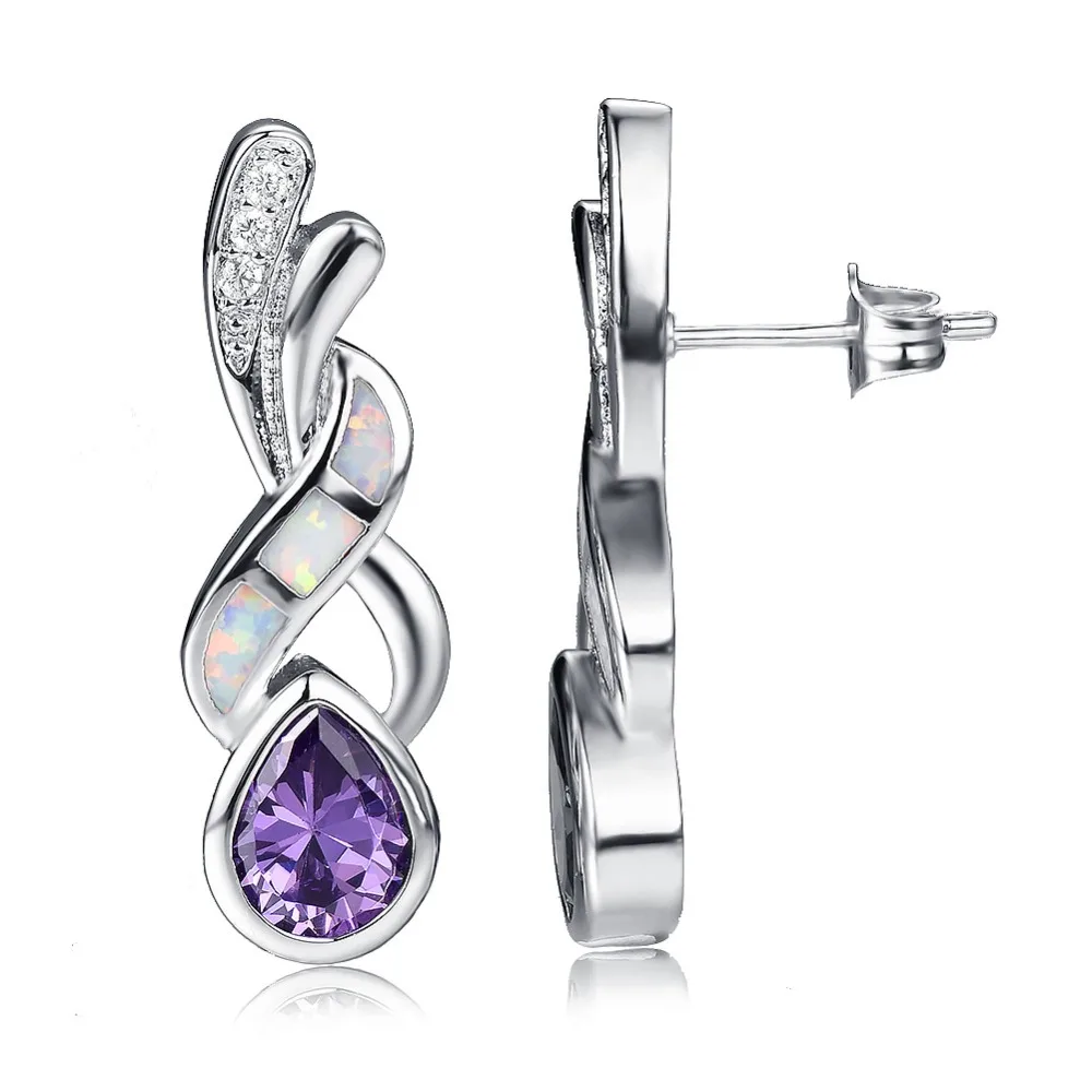 Роскошные 925 пробы с украшениями в виде серебристых кристаллов серьги-гвоздики геометрические белый/голубой огненный запонка с опалом женские украшения, серьги Подарки