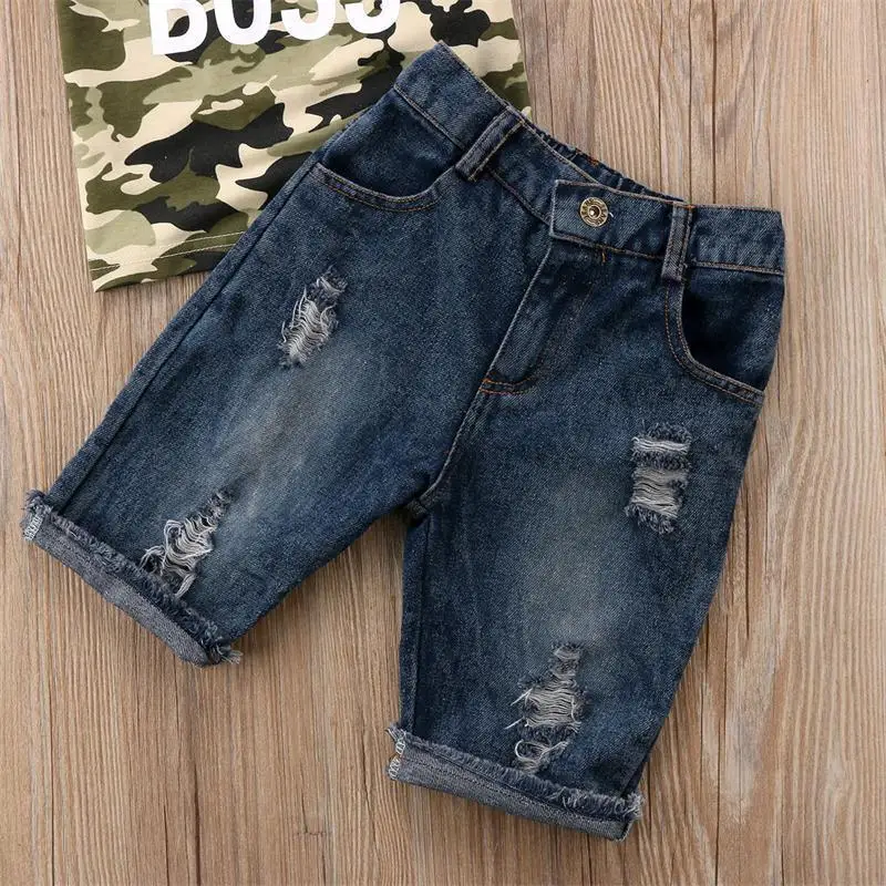 2018 Brand New Infant Toddler Child Kids Baby Boy Summer Clothes T-Shirts Tee Camo Tops Denim Pants 2Pcs Outfits Set 1-6T | Детская