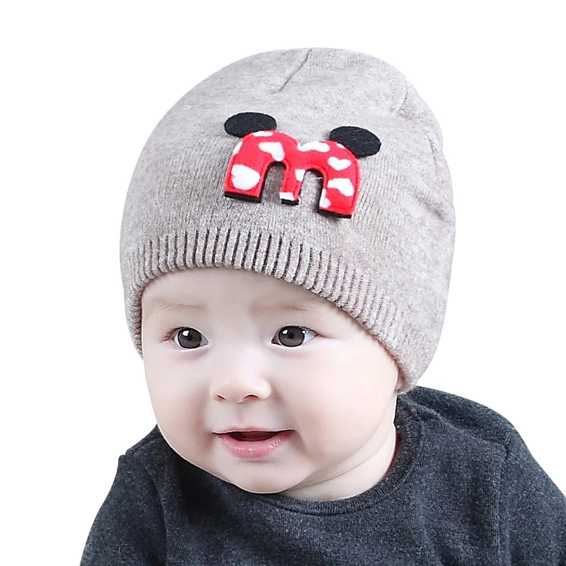 Однотонная детская шапка хлопок вязаная крючком шапочка теплая зимняя для