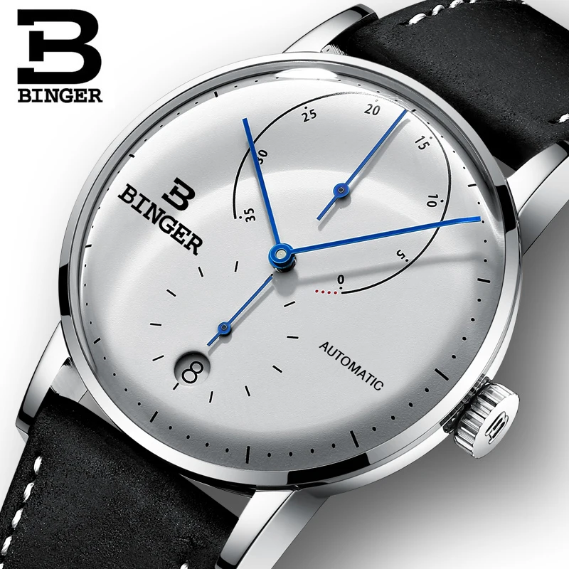 Часы BINGER Мужские механические брендовые Роскошные автоматические с сапфировым