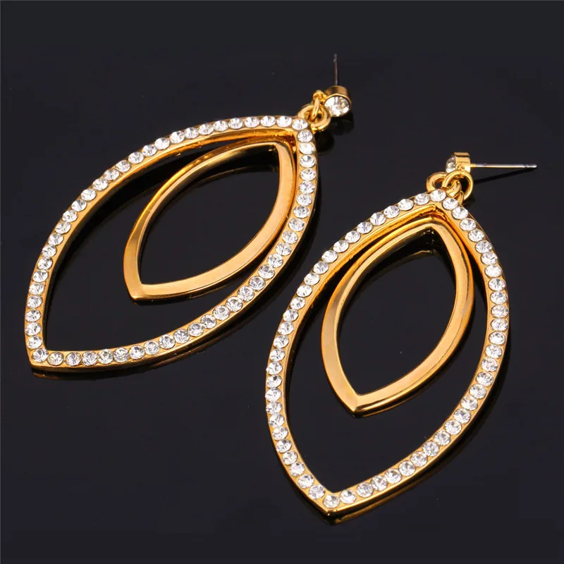 U7 Большие Серьги Позолоченные Со Стразами Ювелирные Изделия Оптом Большой