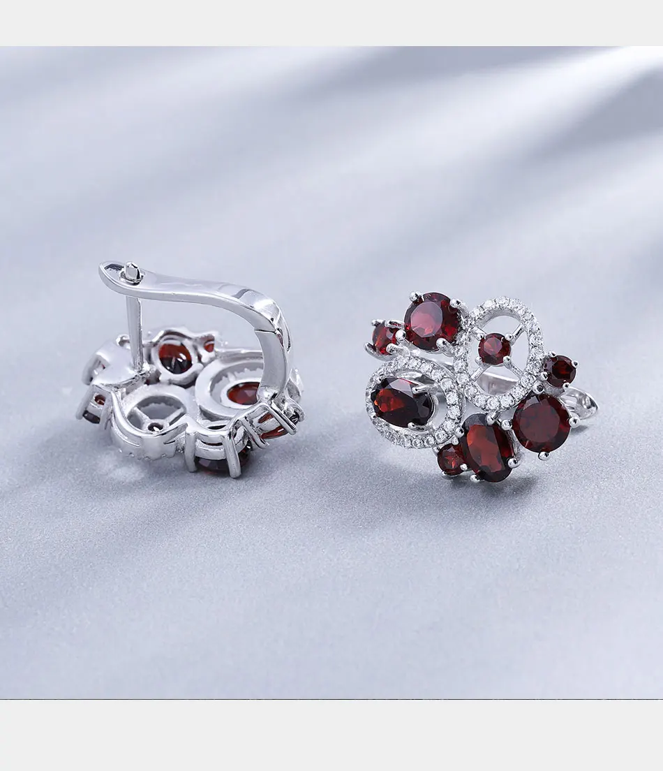 GEM'S балетные 925 пробы серебряные цветочные серьги 6.23Ct натуральный гранатовый камень серьги-гвоздики хорошее ювелирное изделие для женщин