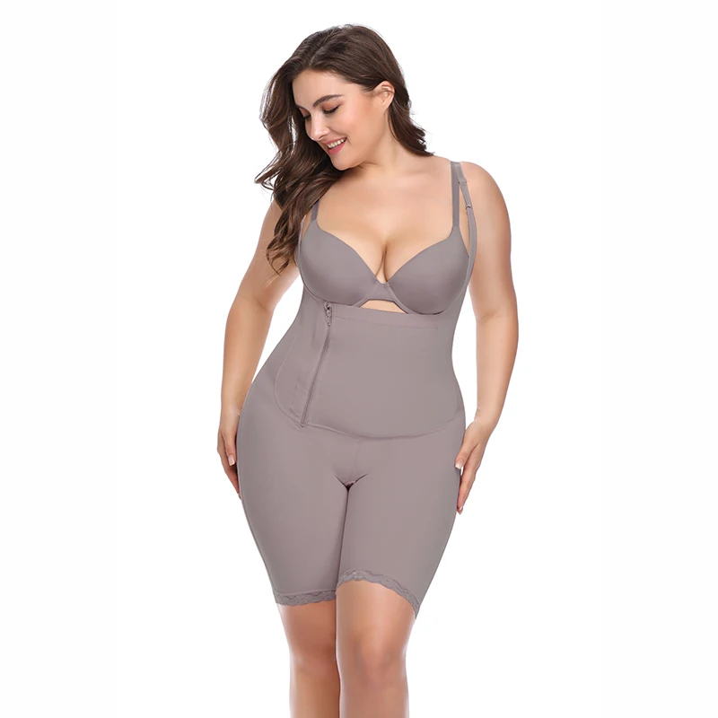 Серый похудения Для женщин талии тренер Body Shaper Feminino грудью боди моделирования ремень Для женщин боди Корректирующее белье 6XL плюс Размеры - Цвет: Серый