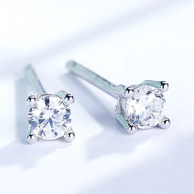2018 New Round Shape Shining Stud Earrings 925 Silver Tiny Gift High Quality For Women Party ZES21648 | Украшения и аксессуары