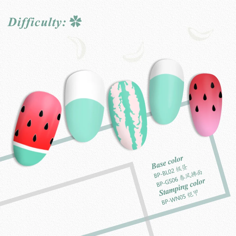 BORN PRETTY Fruit серии прямоугольные штамповочные пластины лимон арбуз изображение ногтей штамп трафарет тропический удар L004