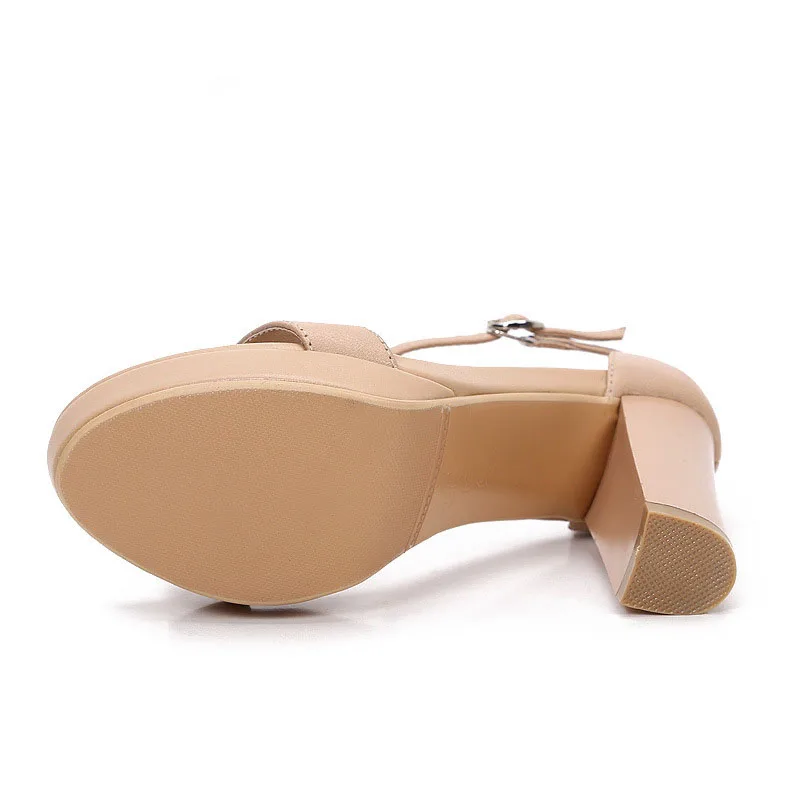 Натуральная Кожа Открытым Носком Крышка Пятки Пряжки Ремня На Высоких Каблуках