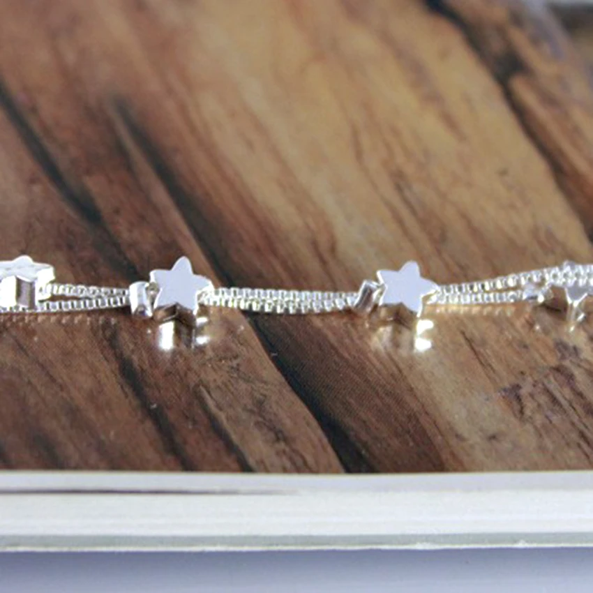 Kinitial звезды браслет из бисера для Для женщин Серебряный двойной Слои Симпатичные