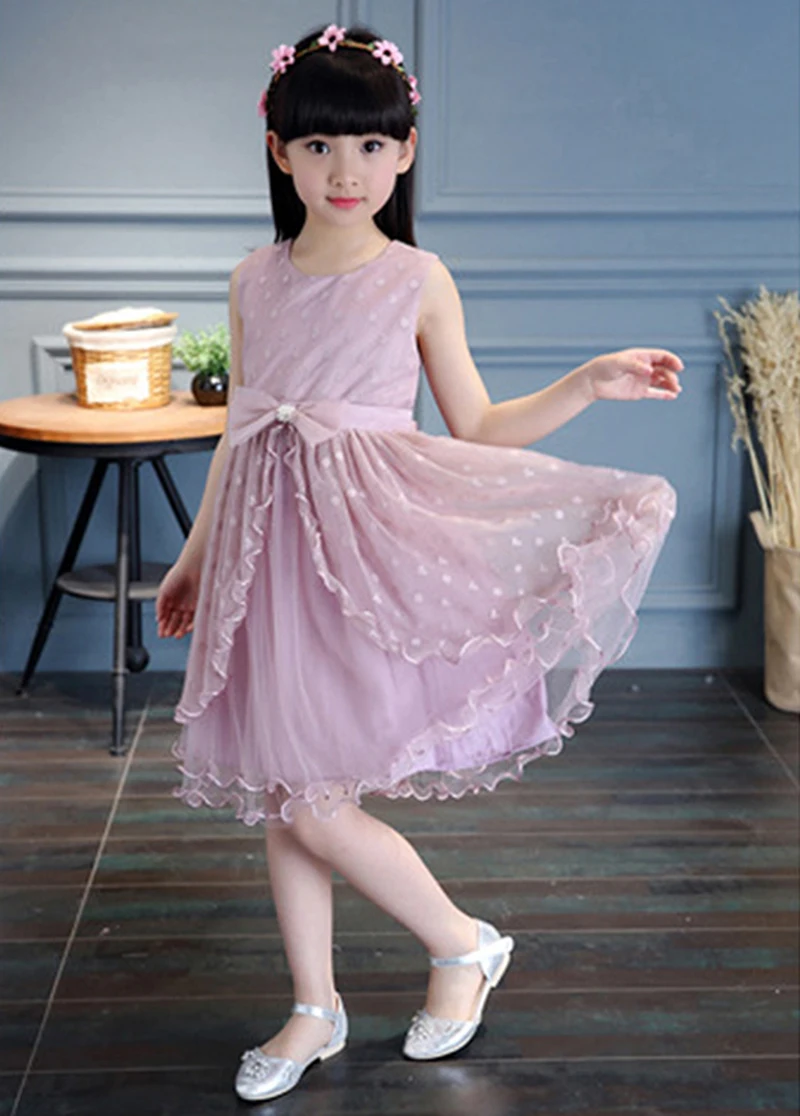New Spring And Summer Lovely Kids Baby Girls Prince Dress Sleeveless Bow Tie Elegant Party | Детская одежда и обувь