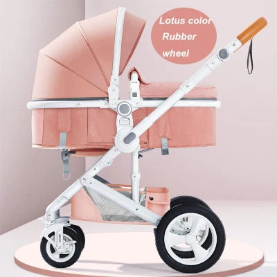 Lotus rubber wheel Belecoo детская коляска высокий пейзаж детская коляска сидя и лежа Складная двусторонняя четырехколесная амортизация - Цвет: Lotus rubber wheel