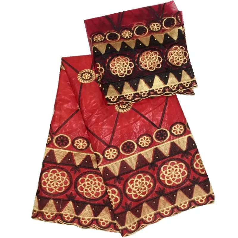 Bazin riche fabric in the African embroidery basin getzner lace with two yards of French chiffon ly-236 | Дом и сад