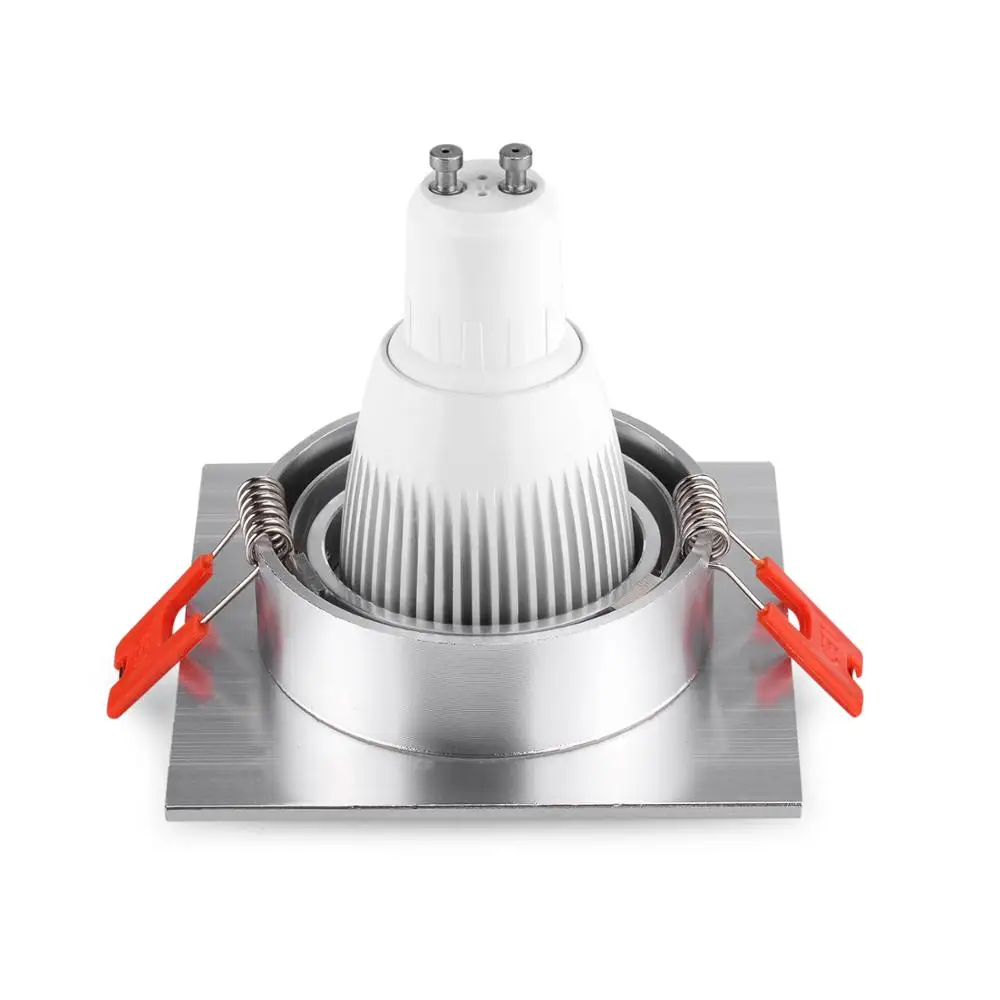 Factory Sale Aluminum Square Adjustable Silver Recessed LED Halogen Bulbs Down Light Frame MR16 GU10 LED Spotlights Fixtures