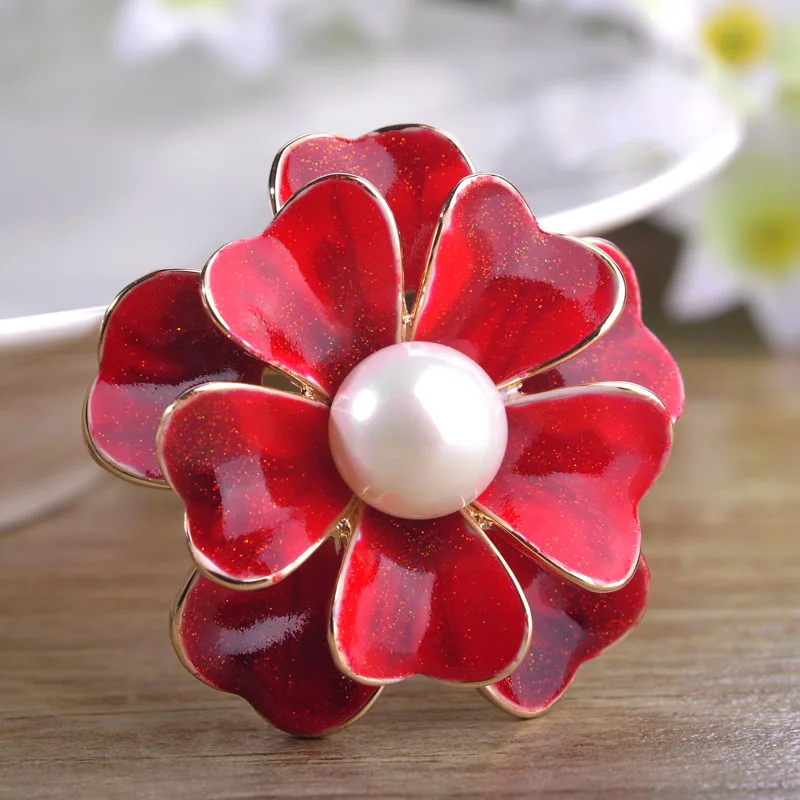 Круглый Цветок Эмалированную Bling Золота Joyas Броши Для Женщин Высокого имитация Жемчужина Брошь Год Подарки Хорошее Пальто Кулон Pin броши для женщин