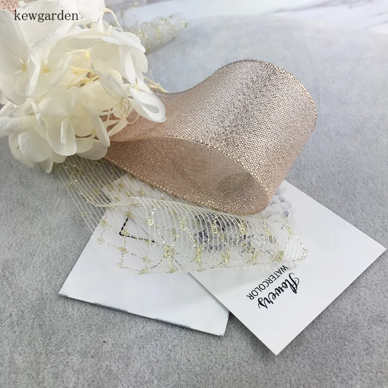 Kewgarden 38 мм 1-1/2 &quotметаллические ленты из органзы вручную изготовленная лента DIY