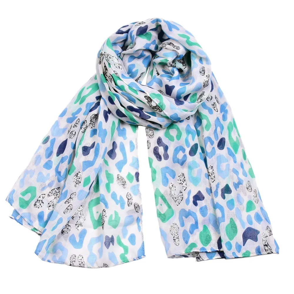 2019 Fashion Cotton Leopard Print Fringe Scarves Shawls Long Silver Foil Wrap Hijab 6 Color 10pcs/LOT Free Shipping |