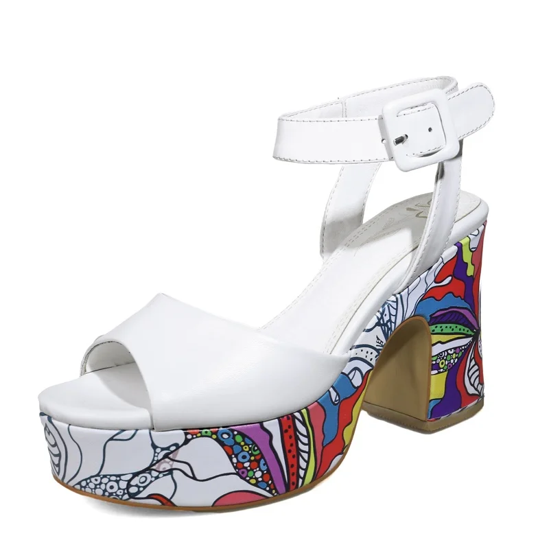 Платформа Натуральная Кожа Женская обувь женщина сандалии peep toe Красивая