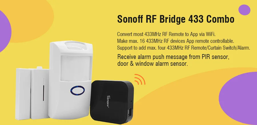 Sonoff RF Bridge 433 беспроводной Wifi преобразователь сигнала PIR датчик для автоматизации умного дома Поддержка IOS Android пульт дистанционного управления