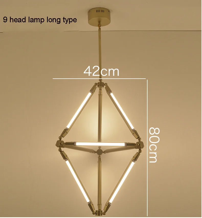 9 HEAD LONG TYPE DIY креативная люстра золотой блеск светильник потолочный подвесной светильник для спальни столовой прикроватный геометрический светильник T5 трубка - Цвет корпуса: 9 HEAD LONG TYPE