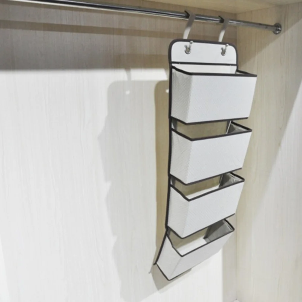 

Underwear Socks Hanging Bag Organizer for Wardrobe Closet Storage Bag Door Wall Sundry Shoe Bag with Hanger Pouch 4 Layers