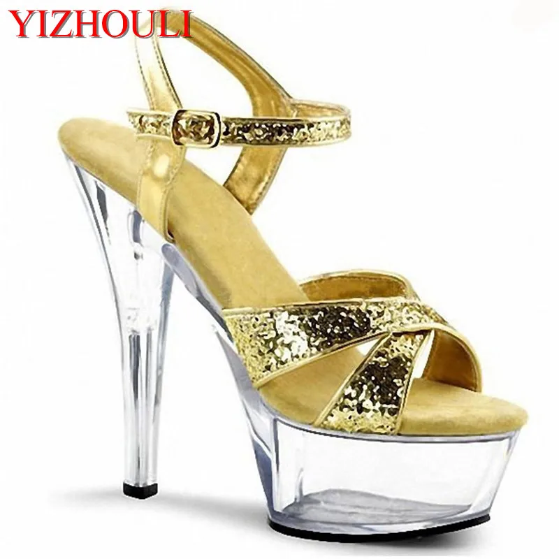 

crystal glitter sandals 15cm ultra high heels platform dance shoes small yards Gorgeous 6 inch Crystal shoes