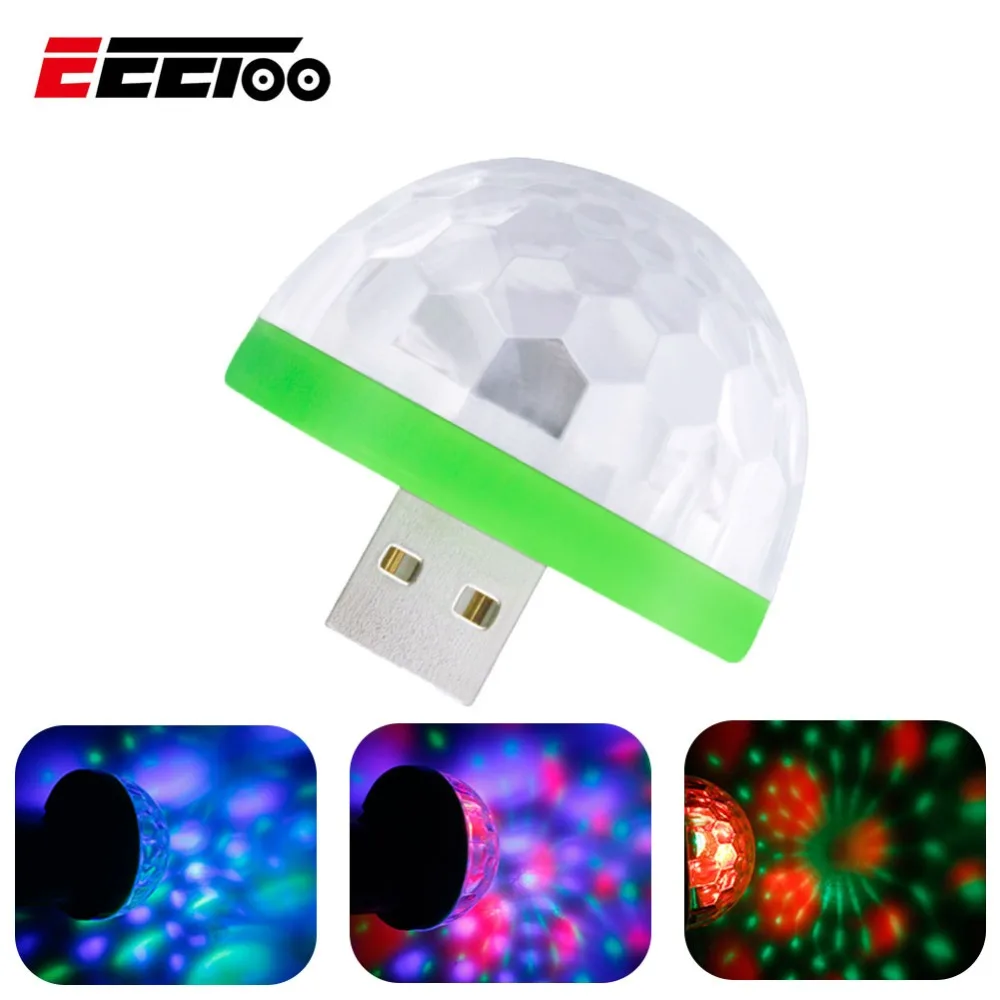 Светодиодный лазерный сценический светильник EeeToo с USB цветная музыкальная лампа