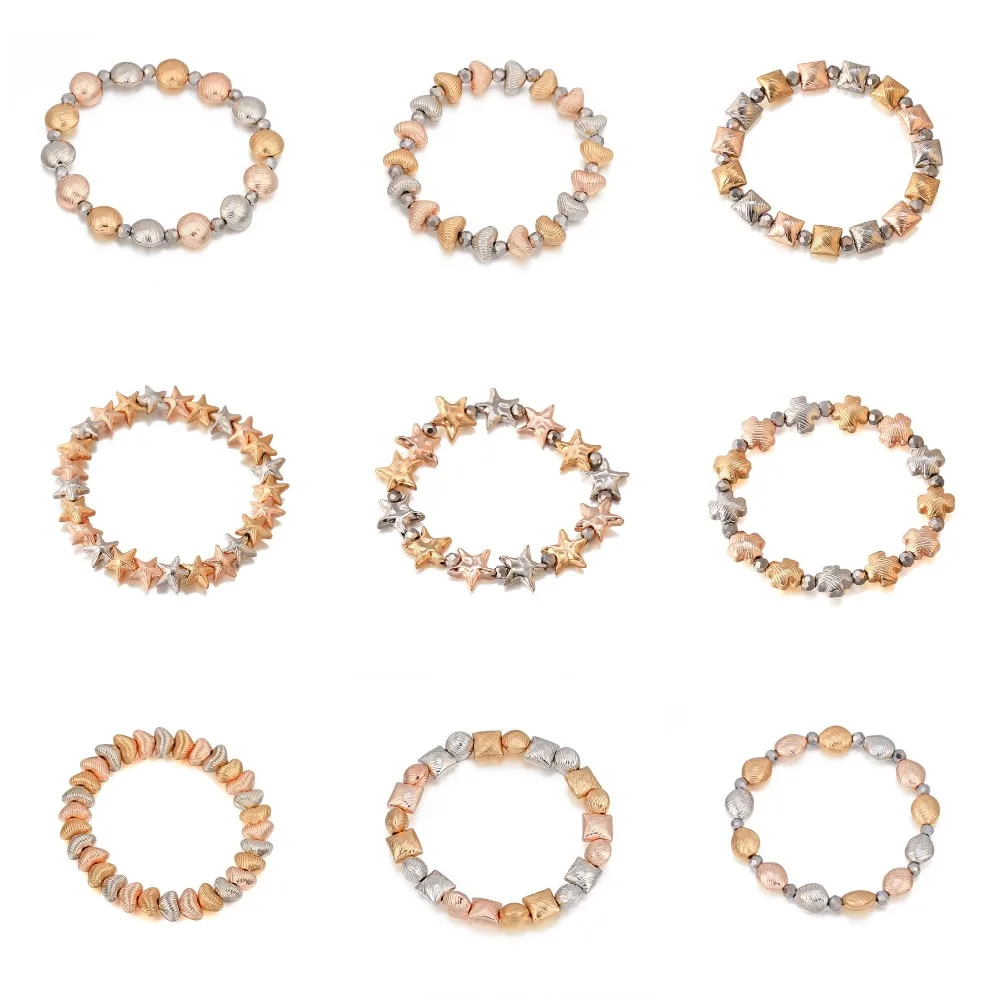 

Simple Round Beads Bracelet For Women Heart Glossy Beads Elastic Bracelet Summer Beach Bohemia Jewelry Handmade Accessory Gift