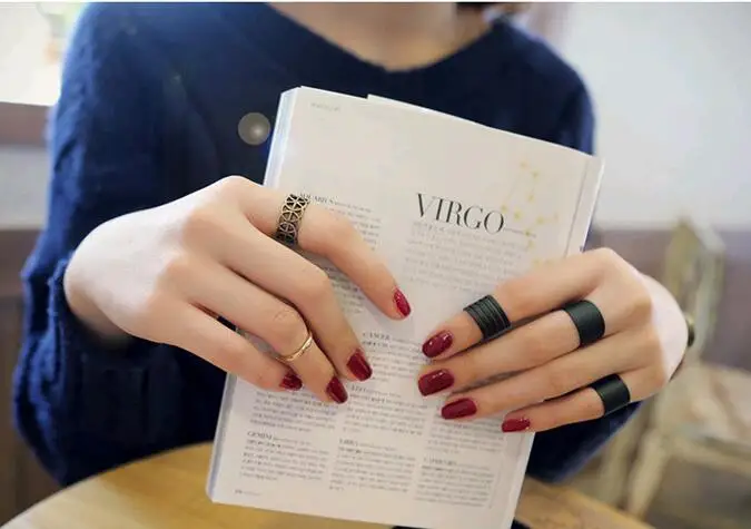 Hot Black Opening Rings Adjustable Painting Midi for Women 3 pcs/set | Украшения и аксессуары