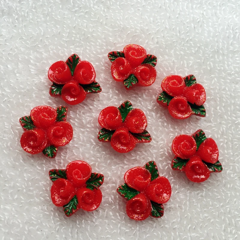 Flower 18*21mm 20pcs DIY gold powder Resin Crafts wedding decoration accessories flat back scrapbook -A60 | Дом и сад