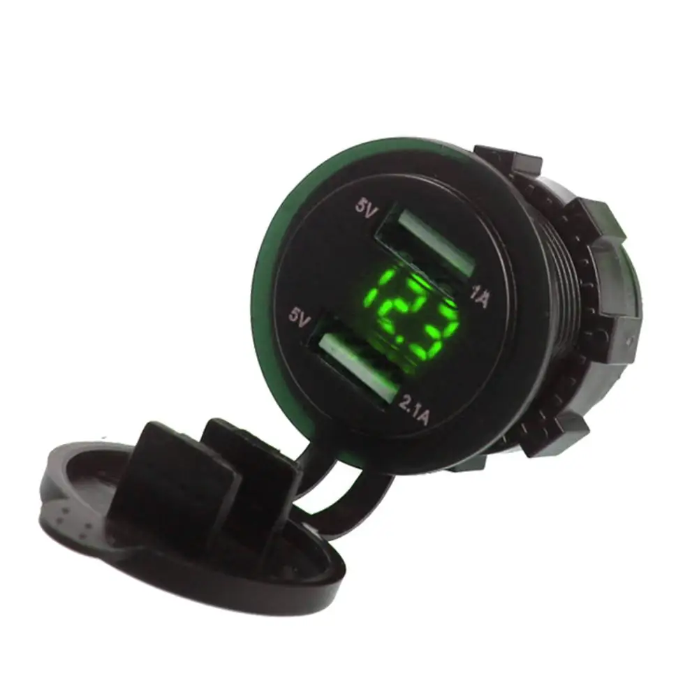 Green light 12-24 В мотоциклетное USB зарядное устройство для грузовика Водонепроницаемый светодиодный двойной USB разъем зарядное устройство адаптер питания розетка Прямая поставка - Название цвета: Green light