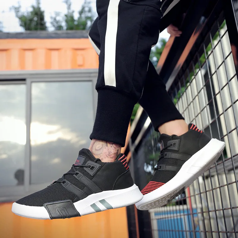 New Sneakers Men Lace-up Casual Shoes Breathable Mesh Adult Male Tenis Footwear Soft Platform Trend White Shock Cushion Light | Обувь