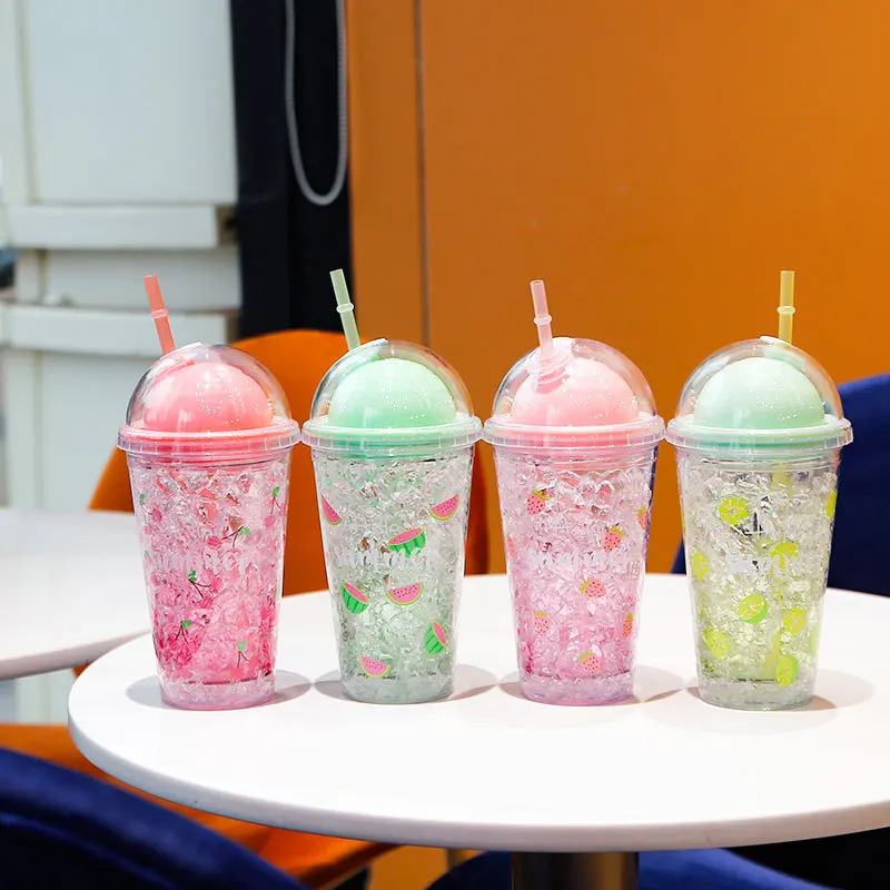 450 мл Современная бутылка для воды модная двойная соломенная чашка льда