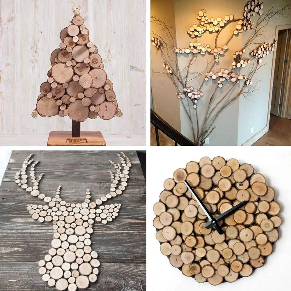 5 шт. необработанные натуральные круглые деревянные ломтики круги с деревом лай