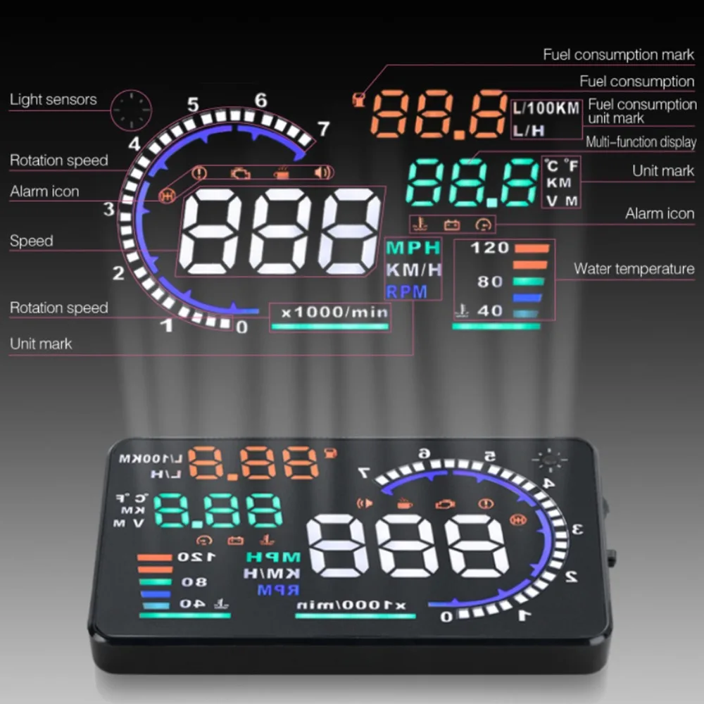 Head Up Display Universal Car HUD display 5.5 &quotGPS speedometer Intelligent Digital car OBD2 obd ii Interface hud | Автомобили и