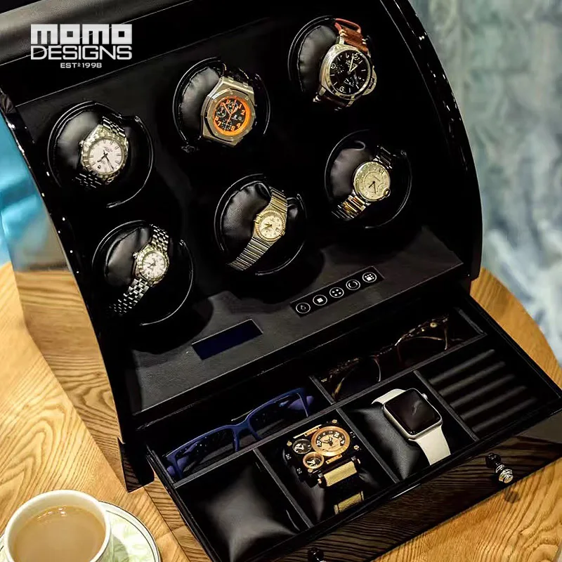 Классические часы Winder 6 автоматические часы катушечная моталка коробка деревянные часы витрина для хранения с ЖК-управлением для подарков на день рождения