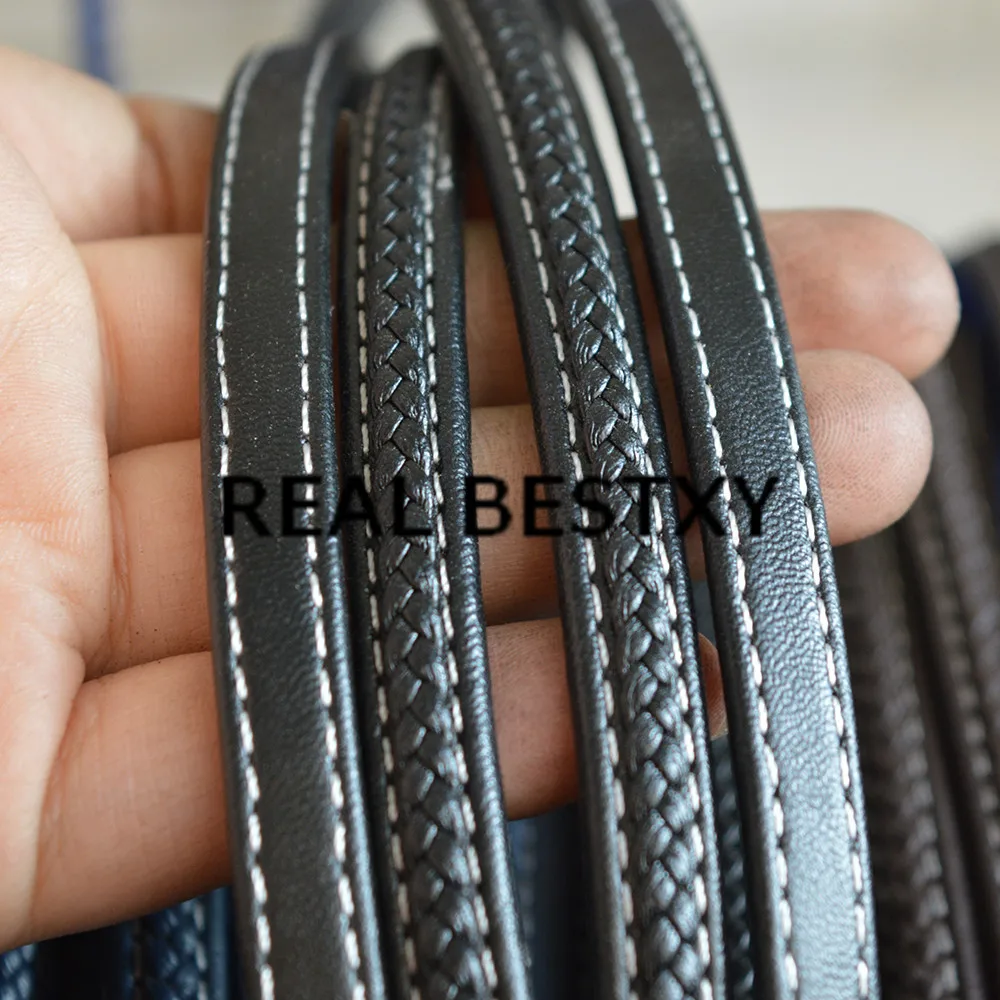 Реальные BESTXY 5 м/лот 8*5 мм черные плетеные кожаные шнуры шитые ремешки строченные