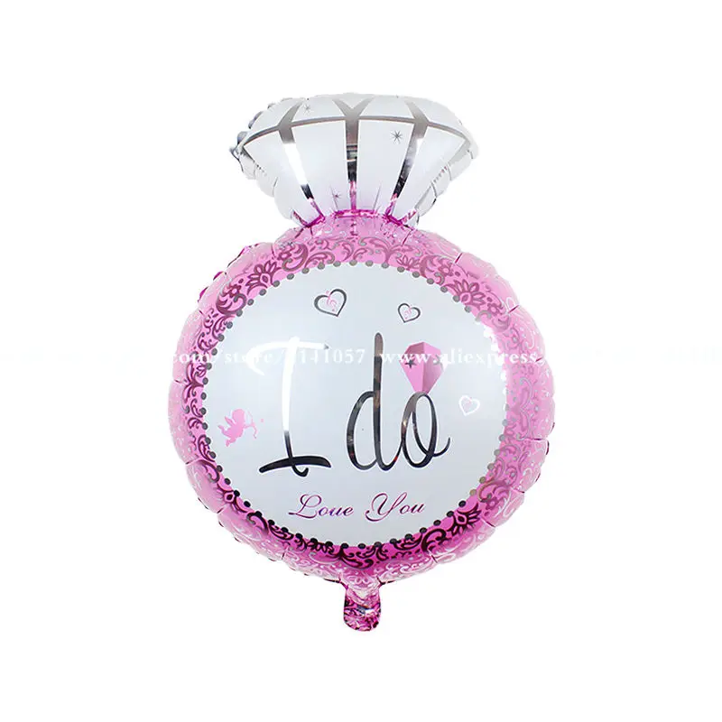 

30pcs Blue/Pink Diamond ring Wedding Foil Balloons with Printing Big Letter I DO Wedding Party Helium Baloon Decoration globos