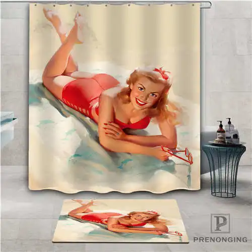 Пользовательские pin-up девушки (1) водонепроницаемый занавеска для душа коврик