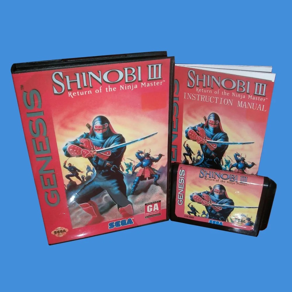 

Shinobi 3 с коробкой и руководством, 16-битная игровая карта MD для Sega Mega Drive для Genesis