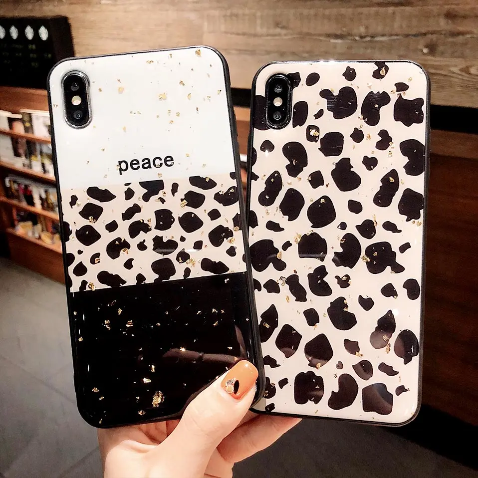 Epoxy Back Cover For iPhone X XR XS Fashion leopard Print Phone Case 6 6S 7 8 Plus Max Coque |