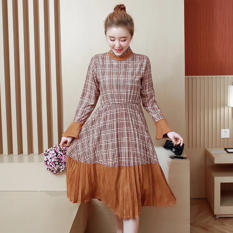 2018 модное официальное платье для беременных с оборками и длинным рукавом