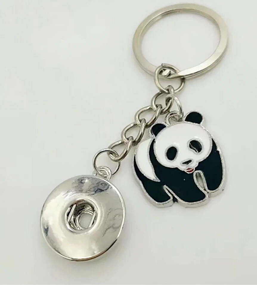 Брелок с пандой 18 мм кнопки модные ретро ювелирные изделия панда брелок для