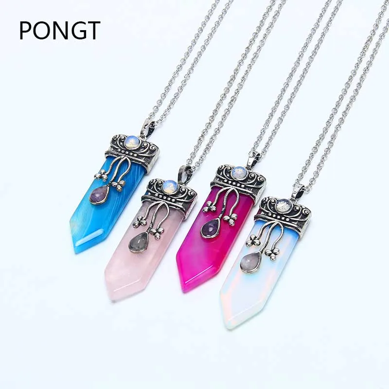 Ретро Горячая Распродажа ожерелье и подвески из фиолетового камня лабрадорита