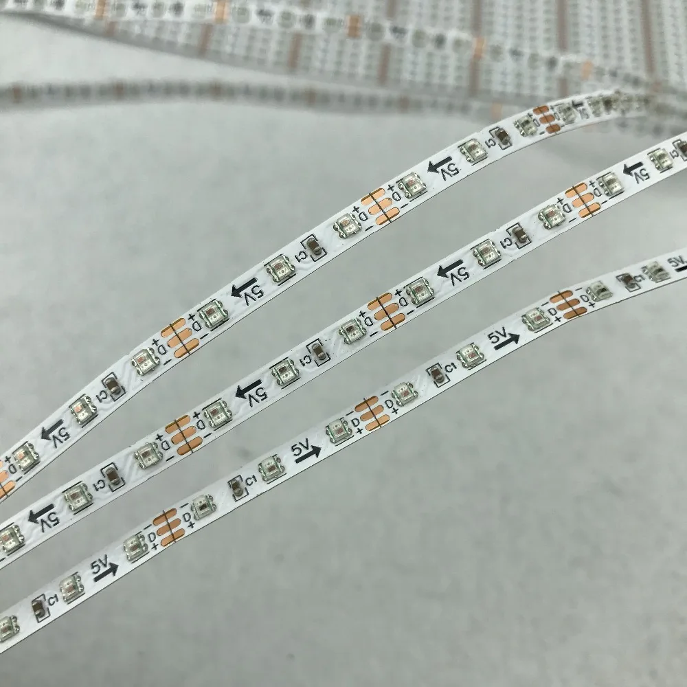 120 светодиодный s/m/WS2812C-/светодиодный адресуемый Пиксельная полоса; гибкий/DC5V/RGB Полноцветный/IP20/белый PCB/4 мм широкий PCB/3 м длинный/