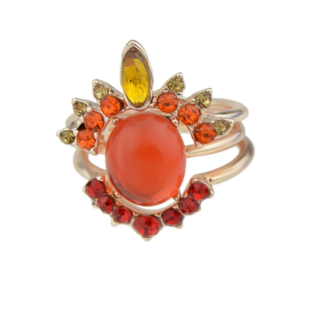 Комплект из 3 предметов золото-Цвет с красными стразами опал вечерние палец