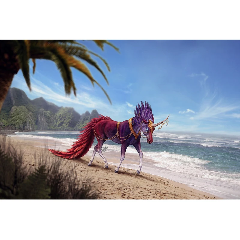 

Full Square Drill 5D DIY Horse at beach sea horn diamond painting Cross Stitch 3D Embroidery Kits home decor H83