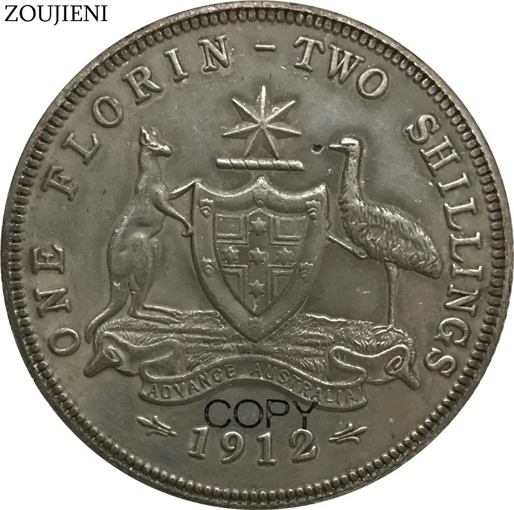 Австралийский Джордж V один 1 Флорин два шиллинга 1912 год купольский Серебряный копия монет
